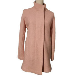 EXPRESS WOOL BLEND CAR COAT WOMEN'S SINGLE BREASTED ZIP PINK BOUCLE SMALL